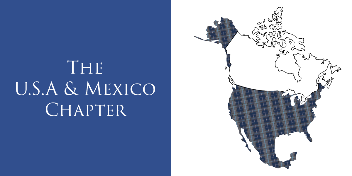 Illustrative map of the USA and Mexico, with 'The USA and Mexico Chapter' written beside it.