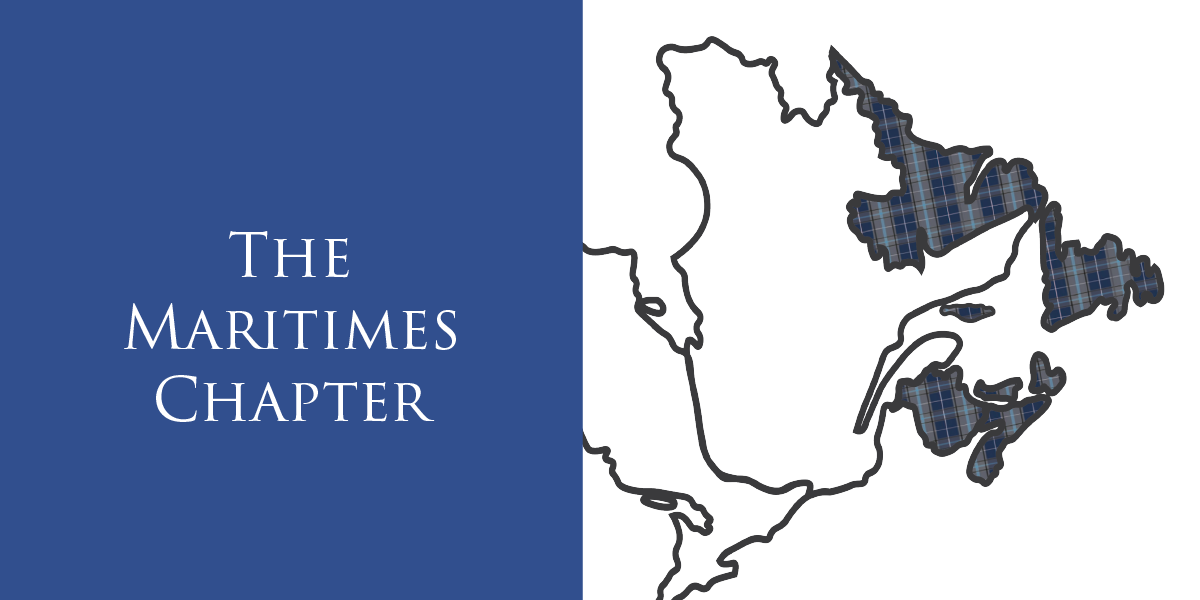 Illustrative map of the Maritime provinces surrounded by other provinces, with 'The Maritimes Chapter' written beside it.