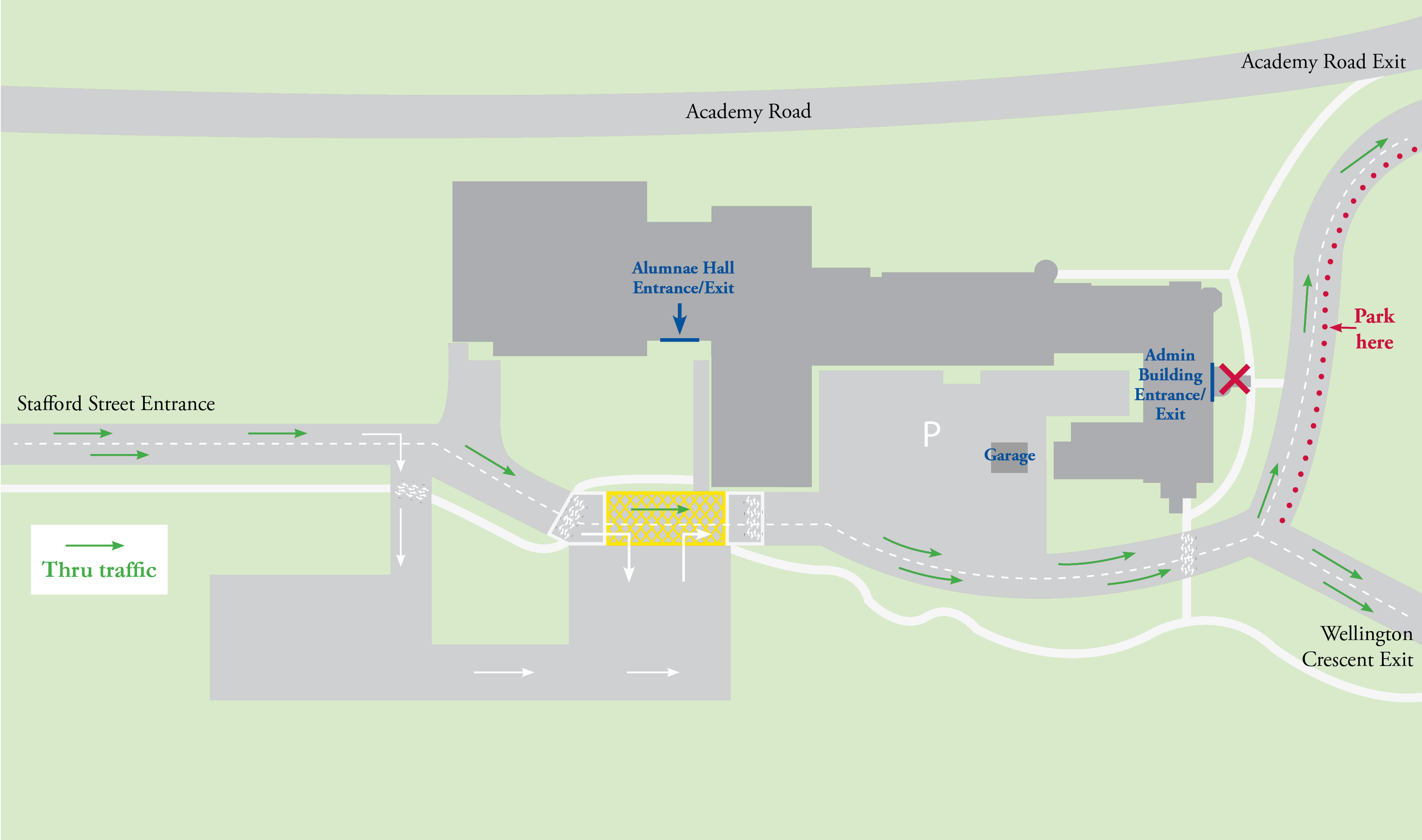 An illustrated map of the St. Mary's Academy campus.