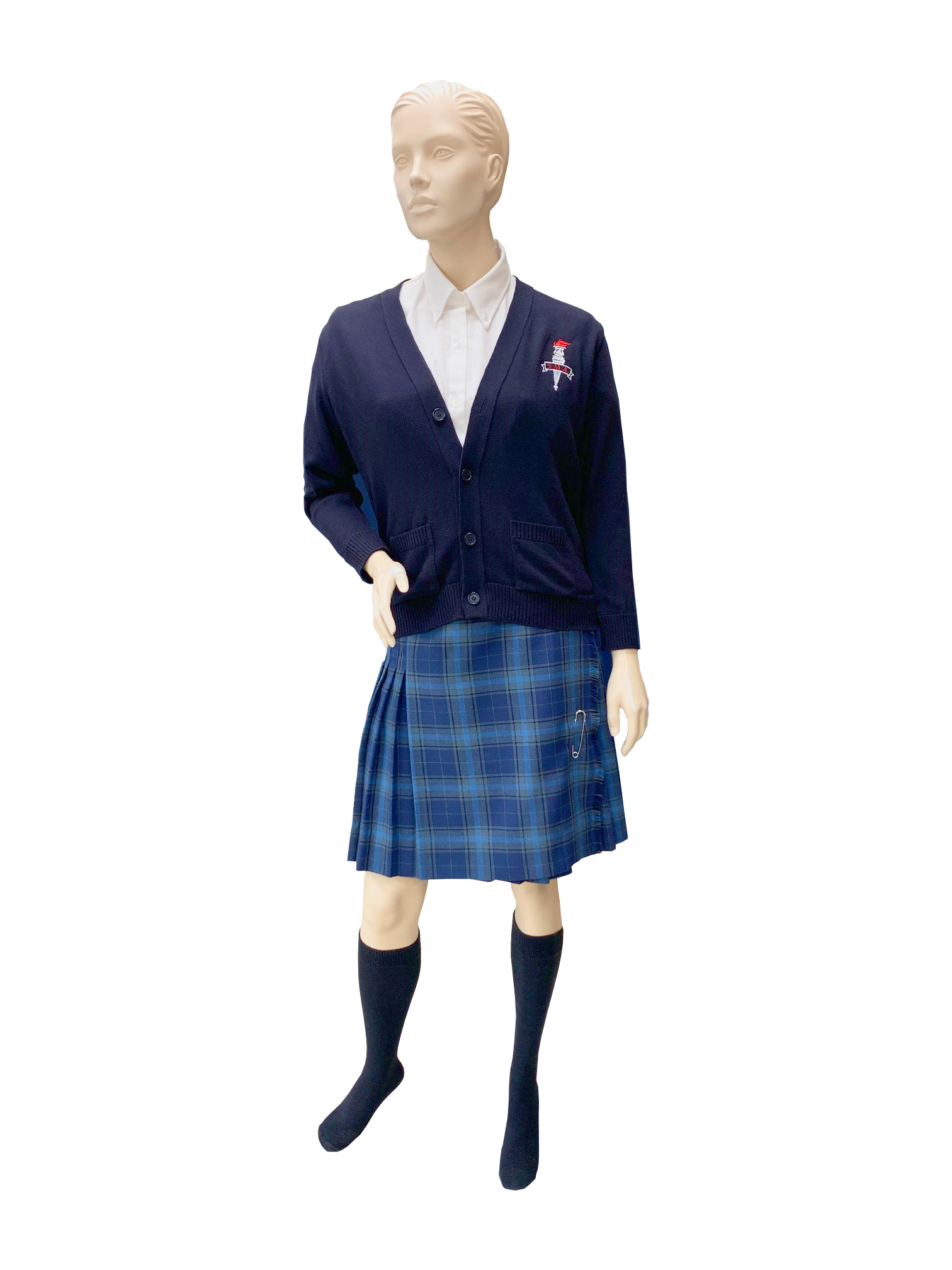 A St. Mary's Academy uniform adorns a mannequin.
