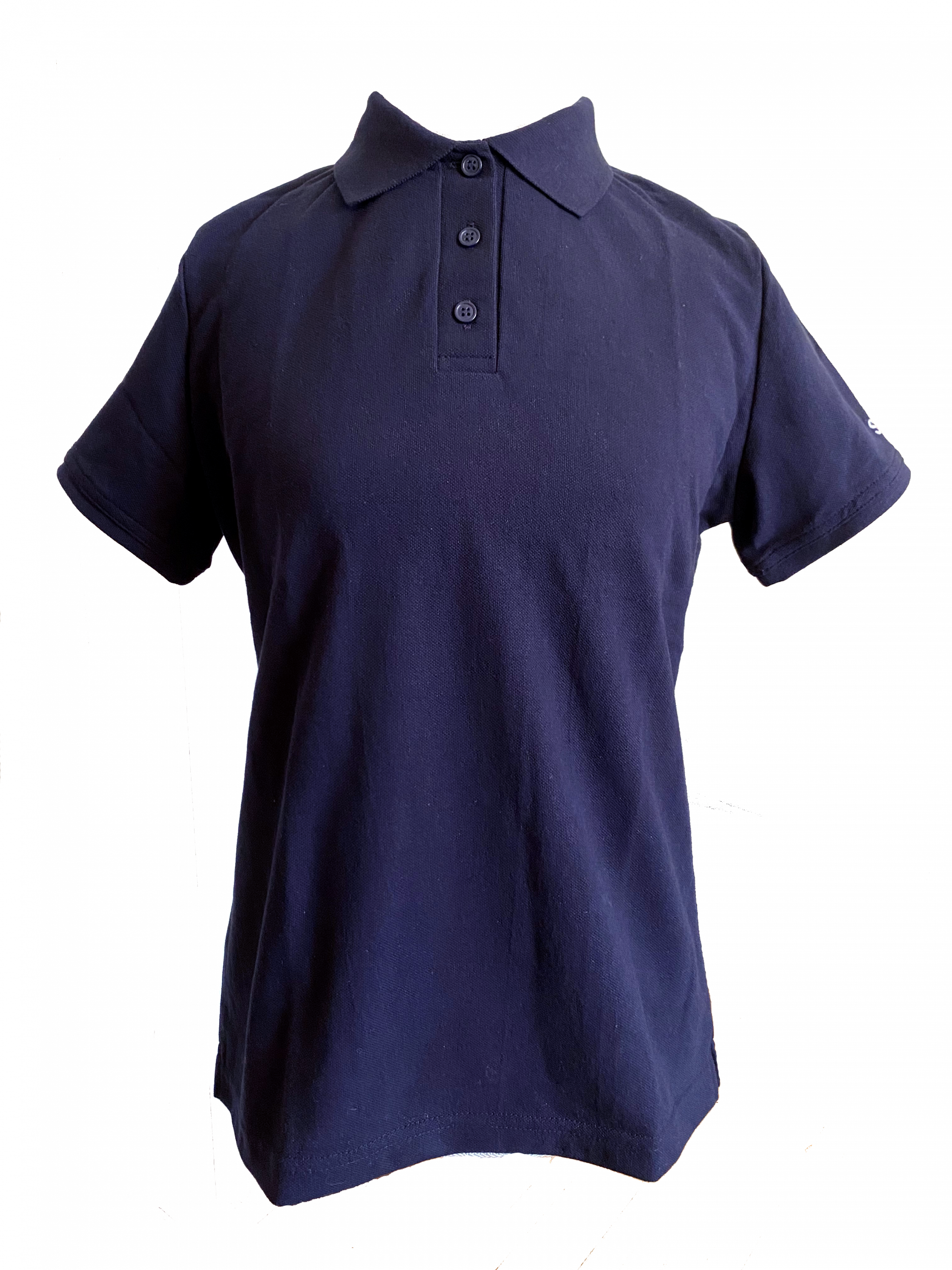 A navy polo shirt.