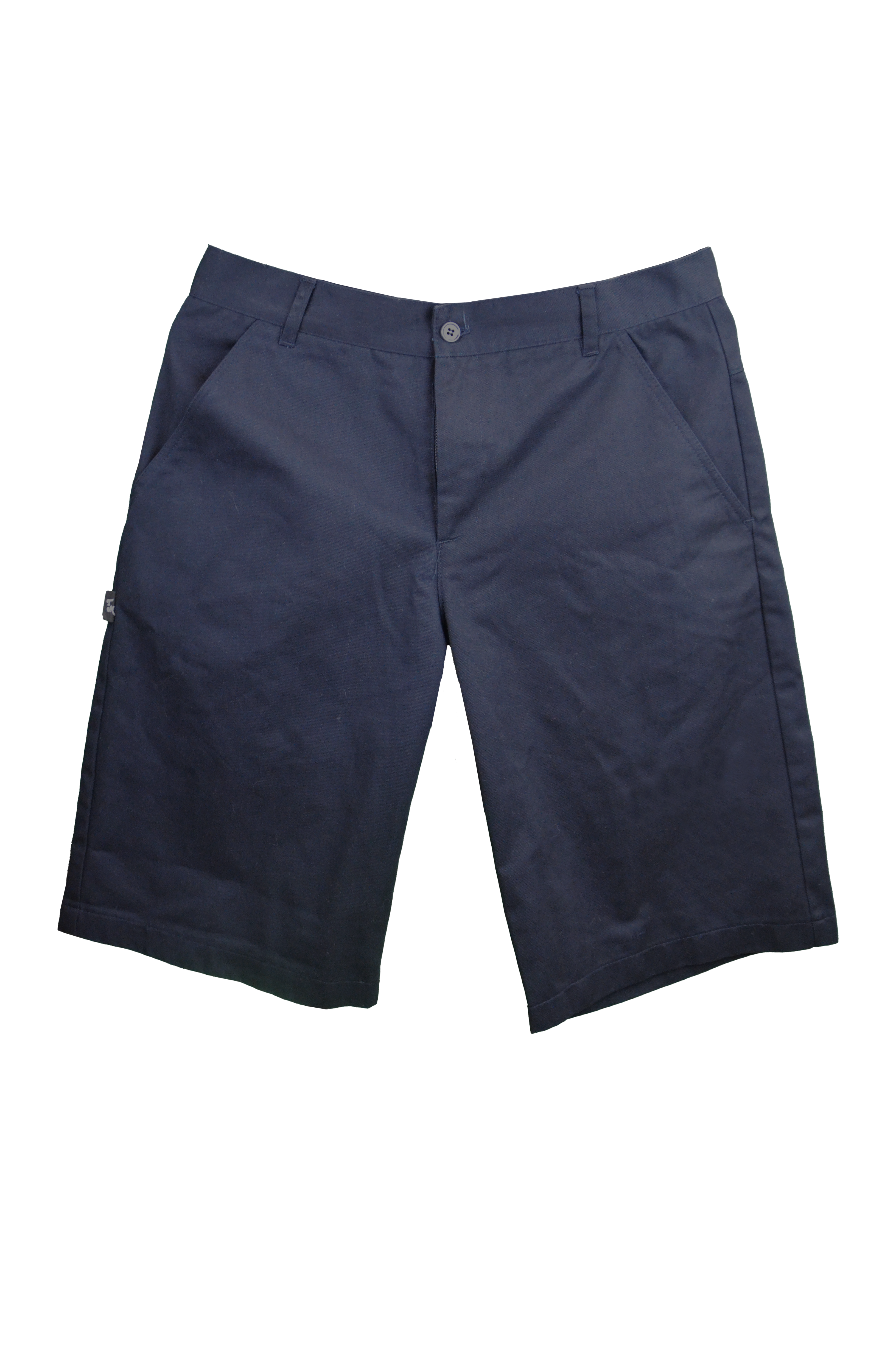 A pair of black shorts.